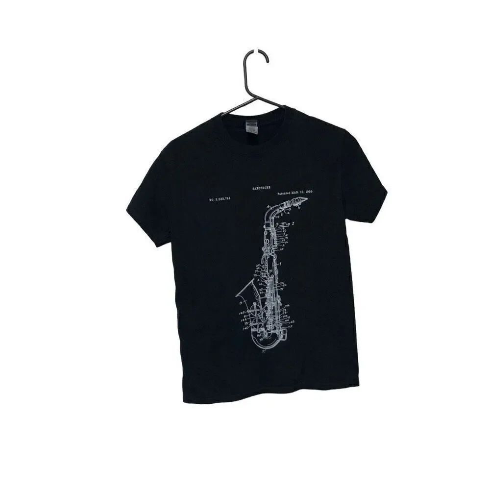 Saxaphone Size Small (S) Gildan Black T-Shirt
